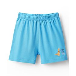 Babyhug 100% Cotton Single Jersey Knit Sleeveless Sando & Shorts Set With Dino Print - White & Light Blue