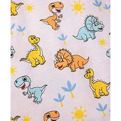 Babyhug 100% Cotton Single Jersey Knit Sleeveless Sando & Shorts Set With Dino Print - White & Light Blue