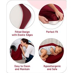 Babyhug 100% Cotton Waterproof Fitted Mattress Protector Cover - Maroon