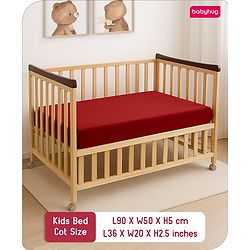 Babyhug 100% Cotton Waterproof Fitted Mattress Protector Cover - Maroon
