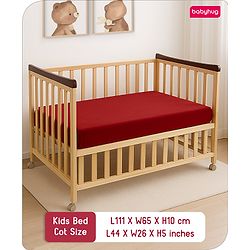 Babyhug 100% Cotton Waterproof Fitted Mattress Protector Cover - Maroon