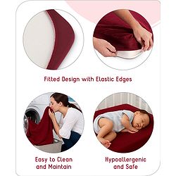 Babyhug 100% Cotton Waterproof Fitted Mattress Protector Cover - Maroon