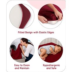 Babyhug 100% Cotton Waterproof Fitted Mattress Protector Cover - Maroon