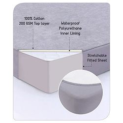 Babyhug 100% Cotton Waterproof Fitted Mattress Protector Cover - Grey