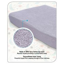 Babyhug 100% Cotton Waterproof Fitted Mattress Protector Cover - Grey