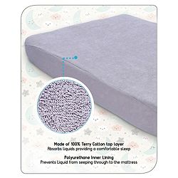Babyhug 100% Cotton Waterproof Fitted Mattress Protector Cover - Grey