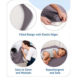 Babyhug 100% Cotton Waterproof Fitted Mattress Protector Cover - Grey
