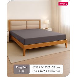 Babyhug 100% Cotton Waterproof Fitted Mattress Protector Cover - Grey