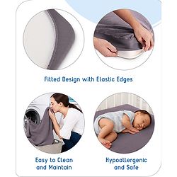 Babyhug 100% Cotton Waterproof Fitted Mattress Protector Cover - Grey