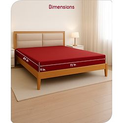 Babyhug 100% Cotton Waterproof Fitted Mattress Protector Cover - Maroon