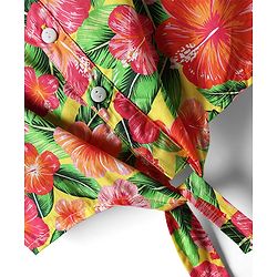 Babyhug Poplin Woven Half Sleeves Collared Knotted Top with Floral Print - Yellow
