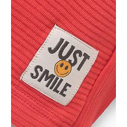 Babyhug Terry Cotton Knit Knee Length Shorts With Text Print - Red