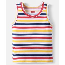 Babyhug 100% Cotton Single Jersey Knit Sleeveless Sando With Stripes - Yellow