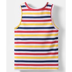 Babyhug 100% Cotton Single Jersey Knit Sleeveless Sando With Stripes - Yellow