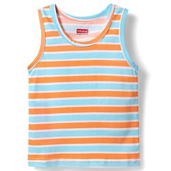 Babyhug 100% Cotton Single Jersey Knit Sando With Stripes - Orange