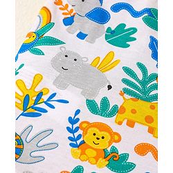 Babyhug 100% Cotton Single Jersey Knit Sleeveless Sando With Animal Print - White