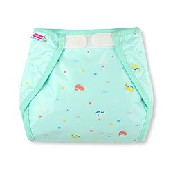 Babyhug Waterproof Nappy with Terry Inner Layer Small Size Set of 3 - Dolphin Print| Reusable| Easy to Clean and Maintain| Adjustable Velcro Closure