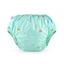 Babyhug Waterproof Pant Style Nappy with Elastic Small Size Set of 3 - Dolphin Print| Reusable| Easy to Clean and Maintain| Leak Proof| Soft Terry Inner Lining