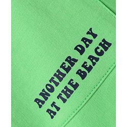 Babyhug Terry Cotton Knit Knee Length Shorts With Text Print - Light Green