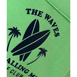 Babyhug Terry Cotton Knit Knee Length Shorts With Text Print - Light Green