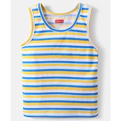 Babyhug 100% Cotton Single Jersey Knit Sleeveless Sando With Stripes - Blue