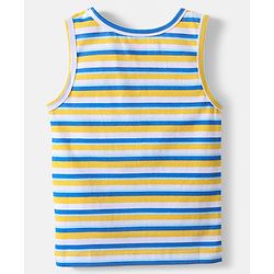 Babyhug 100% Cotton Single Jersey Knit Sleeveless Sando With Stripes - Blue