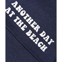 Babyhug Terry Cotton Knit Knee Length Shorts With Text Print - Navy Blue