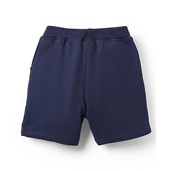 Babyhug Terry Cotton Knit Knee Length Shorts With Text Print - Navy Blue