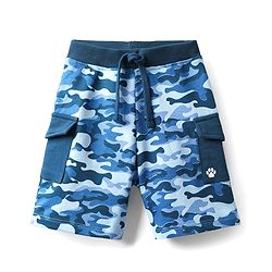 Babyhug Cotton Terry Knit Knee Length Shorts with Camouflage Print - Blue