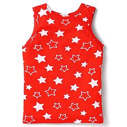 Babyhug 100% Cotton Knit Sleeveless Sando With Star Print - Red
