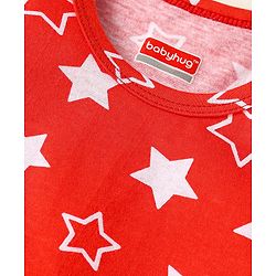 Babyhug 100% Cotton Knit Sleeveless Sando With Star Print - Red