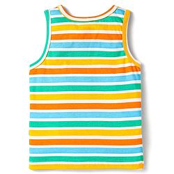 Babyhug 100% Cotton Single Jersey Knit Sando With Stripes - Yellow