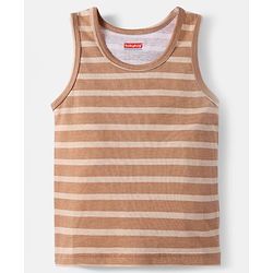 Babyhug 100% Cotton Single Jersey Knit Sleeveless Sando With Stripes - Brown