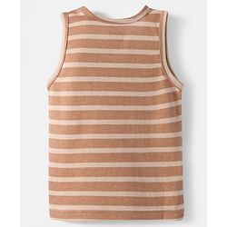Babyhug 100% Cotton Single Jersey Knit Sleeveless Sando With Stripes - Brown
