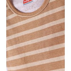 Babyhug 100% Cotton Single Jersey Knit Sleeveless Sando With Stripes - Brown