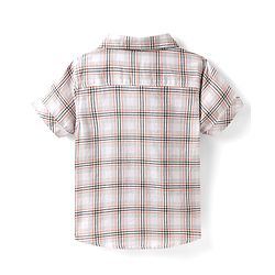 Babyhug Cotton Woven Half Sleeves Checks Shirt & Shorts Set - Beige & Navy Blue