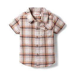 Babyhug Cotton Woven Half Sleeves Checkered Shirt & Shorts Set - Maroon