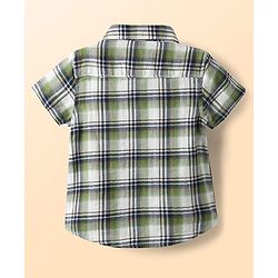 Babyhug 100% Cotton Knit Half Sleeves Shirt & Shorts Set with Checks - Olive Green