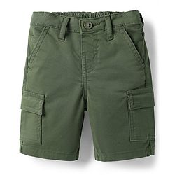 Babyhug 100% Cotton Knit Half Sleeves Shirt & Shorts Set with Checks - Olive Green