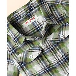 Babyhug 100% Cotton Knit Half Sleeves Shirt & Shorts Set with Checks - Olive Green