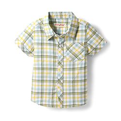 Babyhug Cotton Woven Half Sleeves Checkered Shirt & Shorts Set - Green