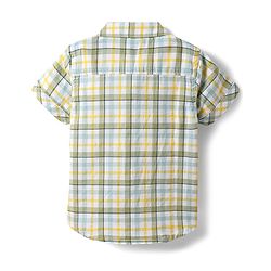 Babyhug Cotton Woven Half Sleeves Checkered Shirt & Shorts Set - Green