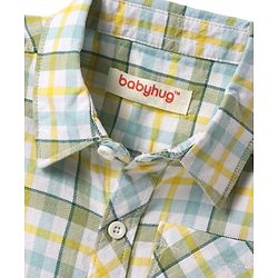 Babyhug Cotton Woven Half Sleeves Checkered Shirt & Shorts Set - Green