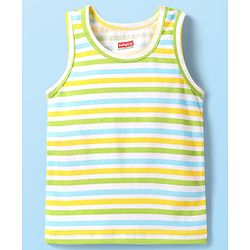 Babyhug 100% Cotton Knit Sleeveless Striped Sando - Light Green