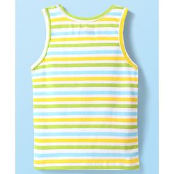 Babyhug 100% Cotton Knit Sleeveless Striped Sando - Light Green