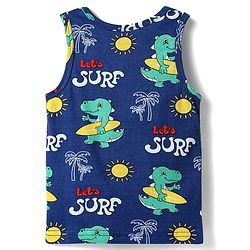 Babyhug 100% Cotton Single Jersey Knit Sando With Dino Print - Blue
