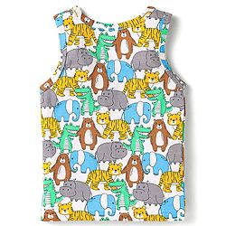 Babyhug 100% Cotton Knit Sleeveless Sando With Animal Print - White