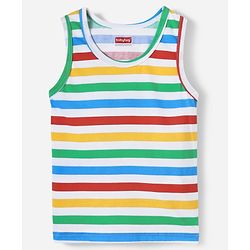 Babyhug 100% Cotton Single Jersey Knit Sleeveless Sando With Stripes Print - Multicolour