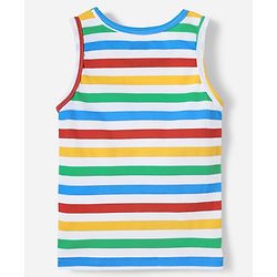Babyhug 100% Cotton Single Jersey Knit Sleeveless Sando With Stripes Print - Multicolour