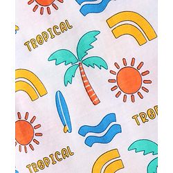 Babyhug 100% Cotton Single Jersey Knit Sando With Tropical Print - White